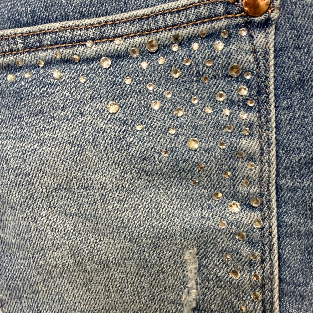 Judy Blue Light Blue High Rise Rhinestone Denim Shorts - Picture 7 of 9